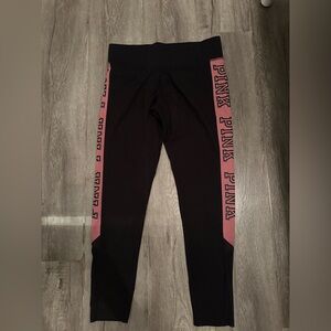 Victoria's Secret PINK Black Leggings with Pink Side Panels